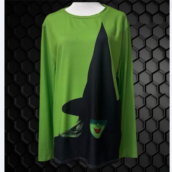 New Women's Shirt Halloween Witch Print Long Sleeve Shirt Size L - Picture 3 of 6
